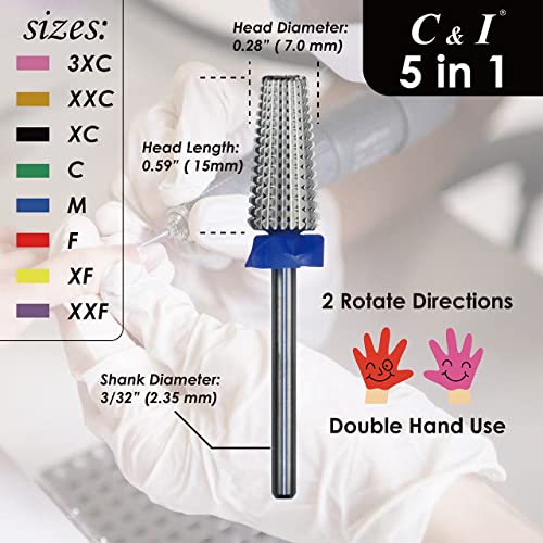 5 in 1 Nail Drill Bit Straight-Cut XXF for Acrylic & Gel Removal