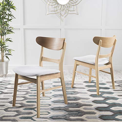 Christopher Knight Home Idalia Dining Chairs 2-Pc Set Light Beige Oak Finish