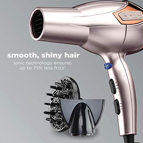 Conair InfinitiPRO Rose Gold Hair Dryer with Diffuser & Concentrator, 1875W, Ionic Technology