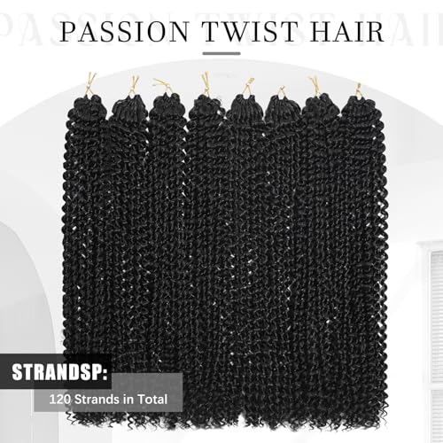 24 Inch Passion Twist Crochet Hair - 8 Packs Water Wave Braiding Extensions - Black 1B#