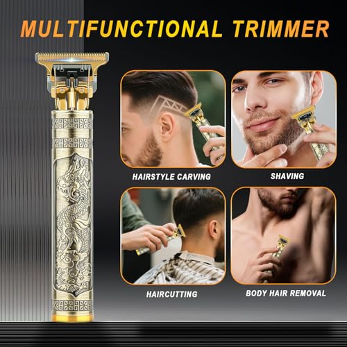 Professional Hair Trimmer for Men, Beard Trimmer Hair Clippers for Men, Hair Clippers with 4 Limit Combs, Cordless Rechargeable Hair Trimmer Metal Body Cutting Grooming Kit