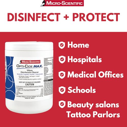 Micro-Scientific Opti-Cide Max Disinfecting Wipes 480 Count - Hospital Grade EPA Registered Surface Cleaner