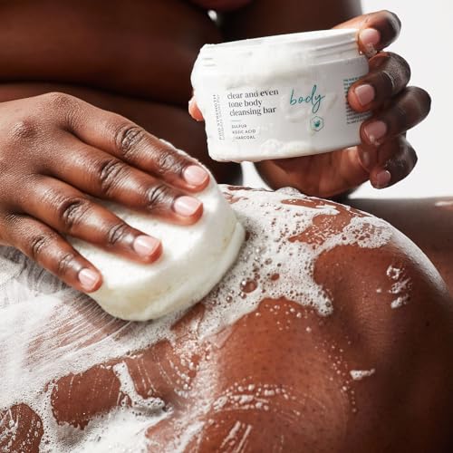 Even Tone Body Cleansing Bar with Exfoliating Sponge – Improves Skin Tone & Texture