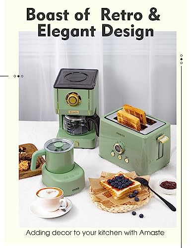 Matcha Green Retro Style Drip Coffee Maker with Glass Pot & Reusable Filter