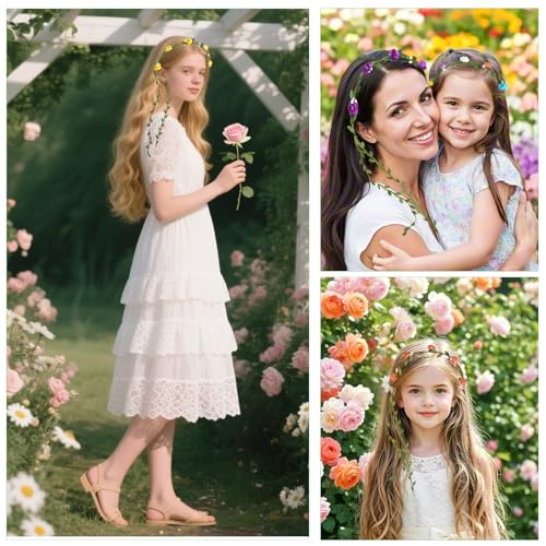 Assorted Flower Crown Headbands for Women & Girls - Bohemian Floral Headpiece Set of 112