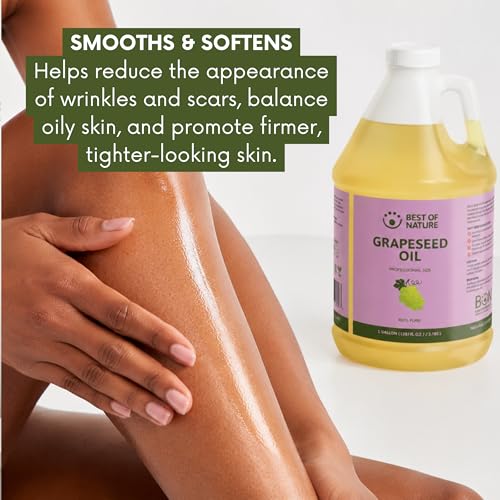 Grapeseed Oil 64 Fl Oz - Lightweight, Fast-Absorbing Body & Face Moisturizer (Pack of 1)