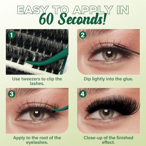 DIY Lash Extension Kit 280Pcs Individual Eyelash Extension Kit 40D50D 0.07D Curl 9-16MIX Lash Clusters Kit with Lash Glue Remover Applicator Easy to Use for Beginners