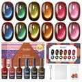 Beetles Mocha Sweater Cat Eye Gel Nail Polish Set - 6 Colors 9ml Fall Collection, Brown Nude Gold Variation