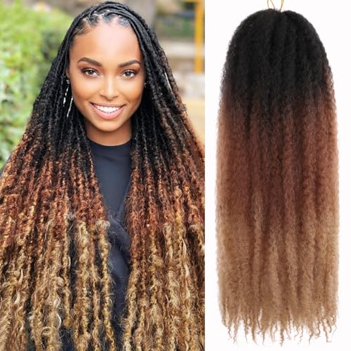 24 Inch Ombre Marley Twist Braiding Hair - 8 Packs, Pre-Fluffed & Easy to Style