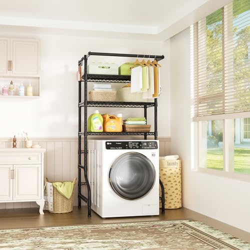 Ulif U11 Over Washer Dryer Shelf Organizer - Black, 3-Tier Standing Storage Rack