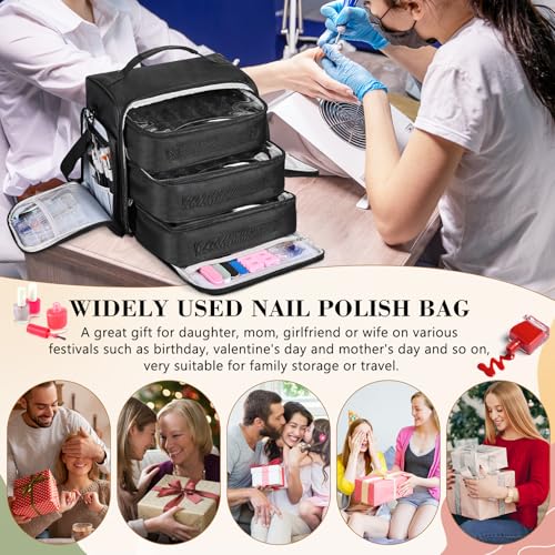 Large Capacity Nail Polish Organizer Bag with Removable Drawers & Travel Carrying Options