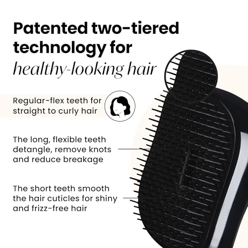 Tangle Teezer Compact Styler Detangling Hairbrush - Black & Rose Gold