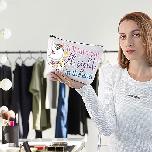 WZMPA Funny Mrs. Potts & Chip Cosmetic Bag - Lovers Gifts Makeup Zipper Pouch - It'll Turn Out All Right In The End Merchandise
