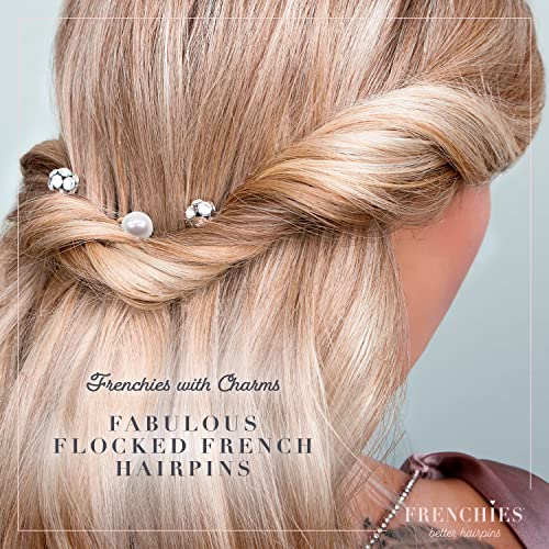 Frenchies Velvet-Coated French Hair Pins with Pearls & Crystals - Blond, 20 Pack