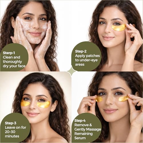 19/90 Under Eye Patches for Dark Circles & Puffiness ? Hydrogel Eye Masks with Caffeine, Niacinamide & Collagen ? Helps Reduce the Look of Bags & Fine Lines, Gold, (15 Pairs)