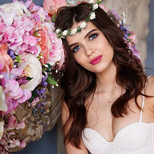 22 Pcs Multicolor Flower Crown Headbands Set - Festival, Wedding, Party Accessories (Variation 22)