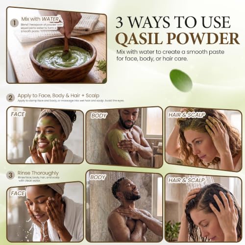 Qasil Powder Face Body Hair Cleanser 5 oz - Organic Traditional Somali Beauty Ritual