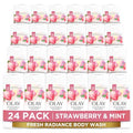 Olay Body Wash for Women, Fresh Radiance, Refreshing & Renewing, Made with Plant Based Cleansers, B3 Botanical Complex, For All Skin Types, Strawberry & Mint Scent, 3.0 fl oz (Pack of 24)