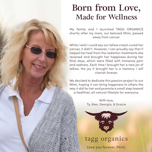 TAGG ORGANICS Unscented Whipped Tallow Skin Cream 4oz - Organic & Chemical-Free Hydrating Balm