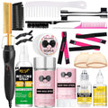 Electric Hot Comb Hair Straightener for Wigs and Natural Hair - Gold 12pcs Set