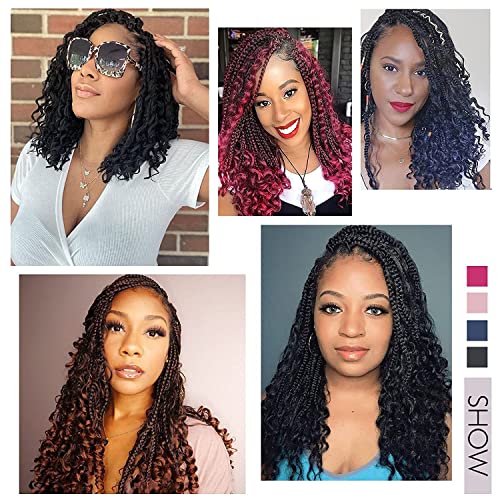 8 Inch Goddess Box Braids Crochet Hair with Curly Ends - Pack of 8, 1B