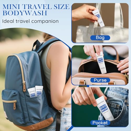 Travel Size Body Wash Bulk Pack of 100,Individually Wrapped Small Size Hotel Body Wash Supplies 30ml/1 fl oz Portable Shower Gel Toiletries Amenities Bulk for Guests,Travel,Homeless,Charity