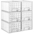 Delamu 6 Pack Stackable Storage Drawers, Makeup Skincare Holder Vanity Storage Organizer, Plastic Drawers For Vanity Desk, Undersink, Kitchen Cabinet, Pantry, Clear, Ideal Christmas Gifts for Girls