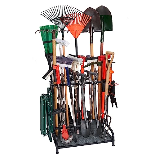 Yard Tool Storage Rack - Heavy-Duty Steel Organizer for 55+ Garden & Lawn Tools - Outdoor Shed & Garage Storage - Black - Variation of THIS listing