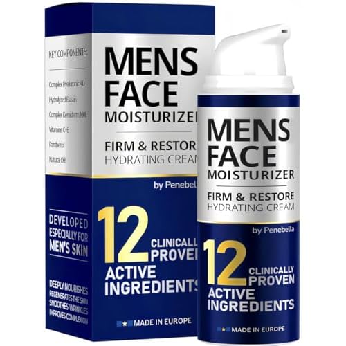 Mens Face Moisturizer Cream - Anti Aging & Wrinkle Face Cream - Mens Facial Moisturizer - Retinol, Collagen, Peptides, Shea Butter, Vitamins E & A - Facial Skin Care Eye Lotion - Day & Night ? 4 oz