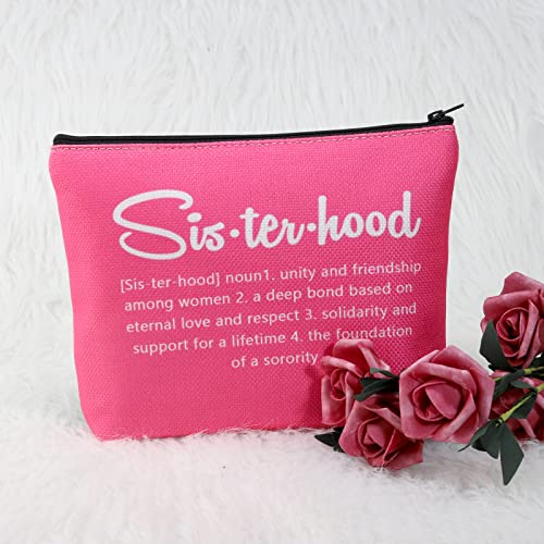 POFULL Pink and Green Sorority Graduation Bag - Greek Paraphernalia Cosmetic Bag Sisterhood Gift (Pink and green bag)