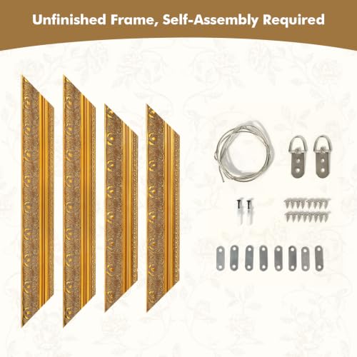 24x36 Gold Wood Canvas Frame for Art & Prints - Ornate Style