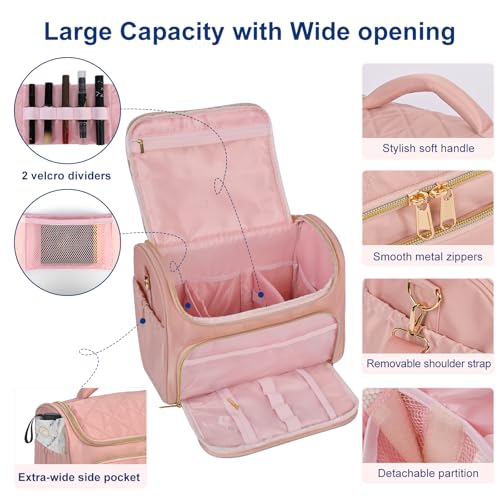 Large Pink Travel Toiletry Bag Organizer for Women - GR69N