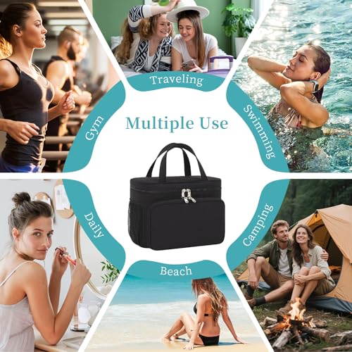 Travel Toiletry Bag with Compartments Waterproof Makeup Organizer for Women & Girls - Black