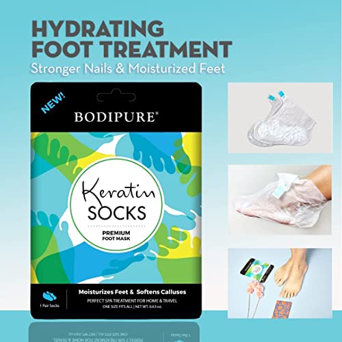 Bodipure Keratin Foot Mask Socks 12 Pack Deep Moisturizing Heel Treatment
