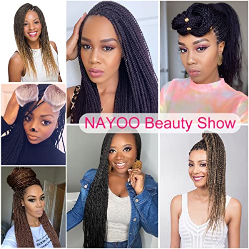 NAYOO Senegalese Twist Crochet Hair 22 Inch 8 Pack for Black Women, Hot Water Curlable, 1B