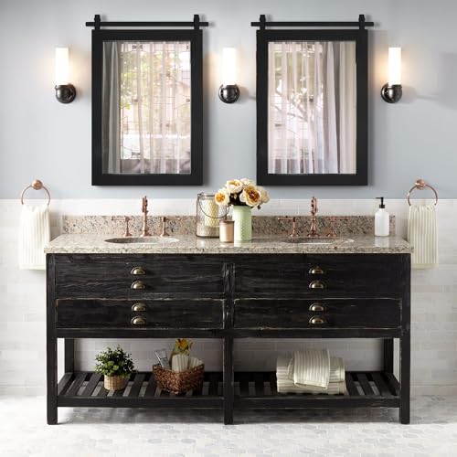 PAIHOME Black Farmhouse Bathroom Vanity Mirror 22x30 with Wooden Frame - Variation of THIS listing