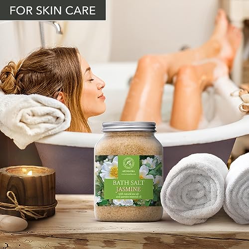 Jasmine Bath Salt 46oz - Relaxing Aromatherapy Sea Salt for Soothing Skin