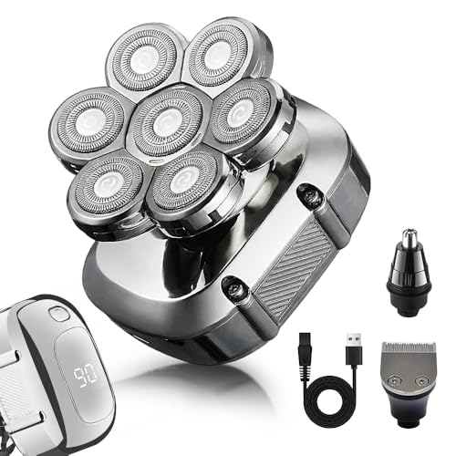 7-in-1 Waterproof Electric Shaver for Men with Nose Hair Trimmer & Clipper - Cordless Dry & Wet Grooming Kit