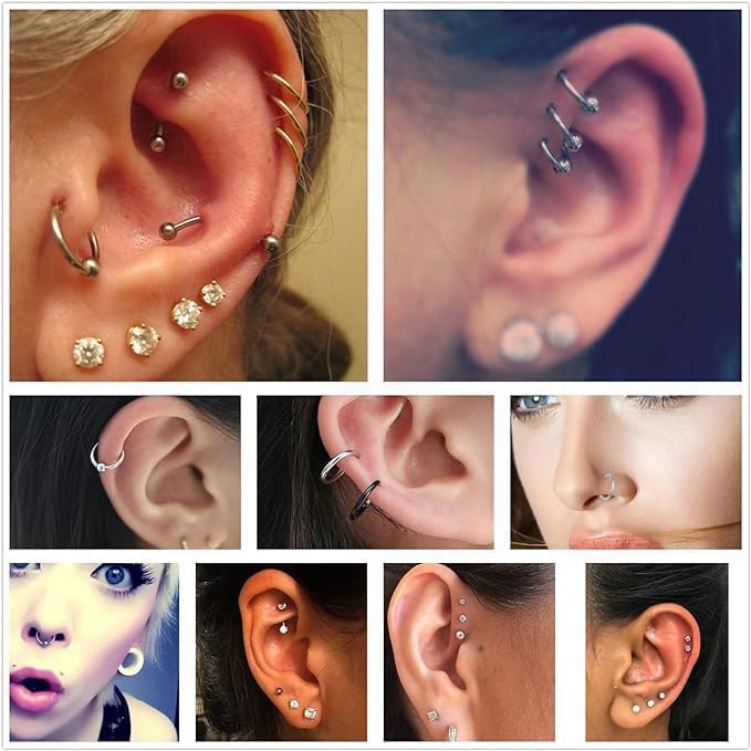 Lyuxzad Piercing Kit 35PCS Professional Piercing Kit Includeds 25PCS Mixed 12G 14G 16G 18G 20G Ear Nose Piercing Needles 2PCS Piercing Clamps 6Pcs Clean Tools 2 Gloves for Ear Nose Piercing Kit