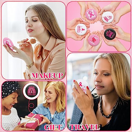 Soaoo 60Pcs Breast Cancer Awareness Pocket Mirrors Pink Ribbon – Compact 2.68in
