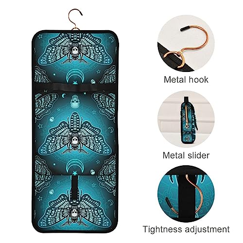 MNSRUU Goth Toiletry Bag Butterfly Skull Makeup Bag Gothic Hanging Travel Bag for Toiletries 3 PCS Toiletry Organizer Portable Makeup Cosmetic Bag Brushes Set