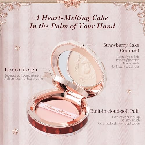 Pressed Face Powder Ivory Beige with Mirror & Puff - Vegan, 0.34oz - Flower Knows - Variation 02