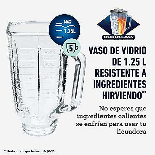1.25L Chrome Blender with 3 Speed 700W Motor, Durable Glass Jar - Oster