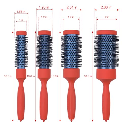 Ceramic Ion Round Hair Brush Set for Blow Drying & Curling - 4 Sizes