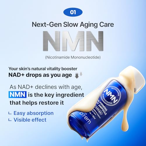 MAKE P:REM NMN NAD+ Firming Expert Ampoule Serum, Intensive Firming & Smoothing Facial Serum with Peptides & Resveratrol for Visible Elasticity and Radiance, Korean Skin Care, 1.01 fl oz (30ml)