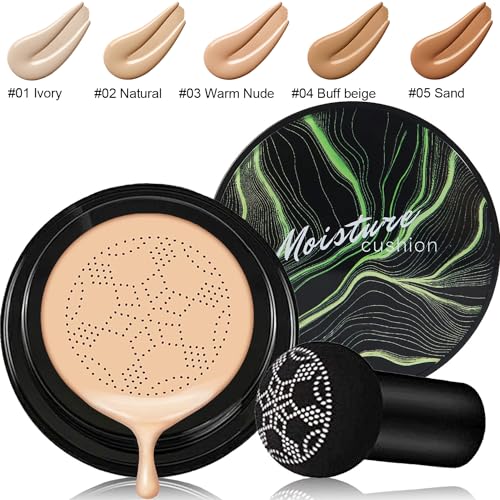 Air Cushion CC Cream Foundation Set with Powder Sponge & Kabuki Brush - #03 Warm Nude 3.57oz Pack of 7