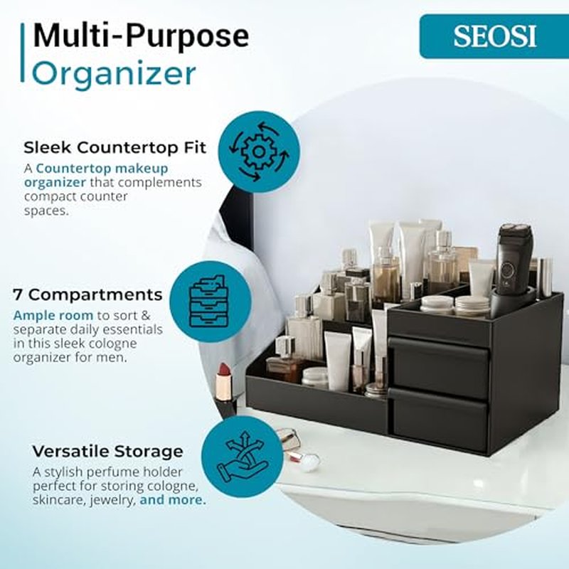 Cologne Organizer for Men, Bathroom Countertop Organizer, Vanity Storage Shelf, Perfume & Cologne Stand, Dresser Rack, Organizador de Perfumes, Bedroom essentials for men, Birthday Gift for Men