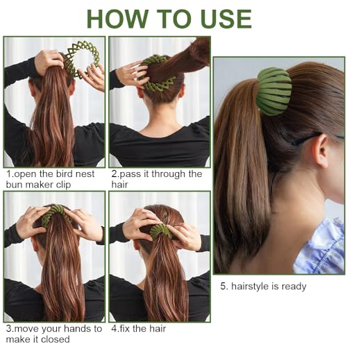 8PCS Bird Nest Hair Clips - Expandable Hair Bun Maker for Women - Mix D