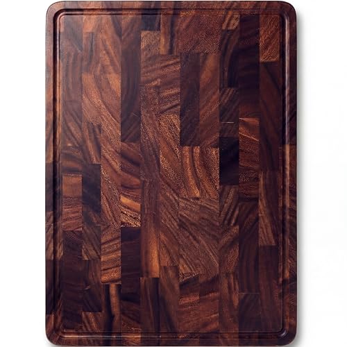Walnut Wood Cutting Board - 20 x 16 Inches End Grain Kitchen Chopping Block - Heavy Duty