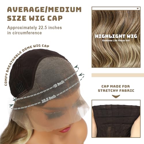 Ash Brown Lace Front Wigs 13x4 Pre-Plucked 22 Inch Synthetic Hair for Women